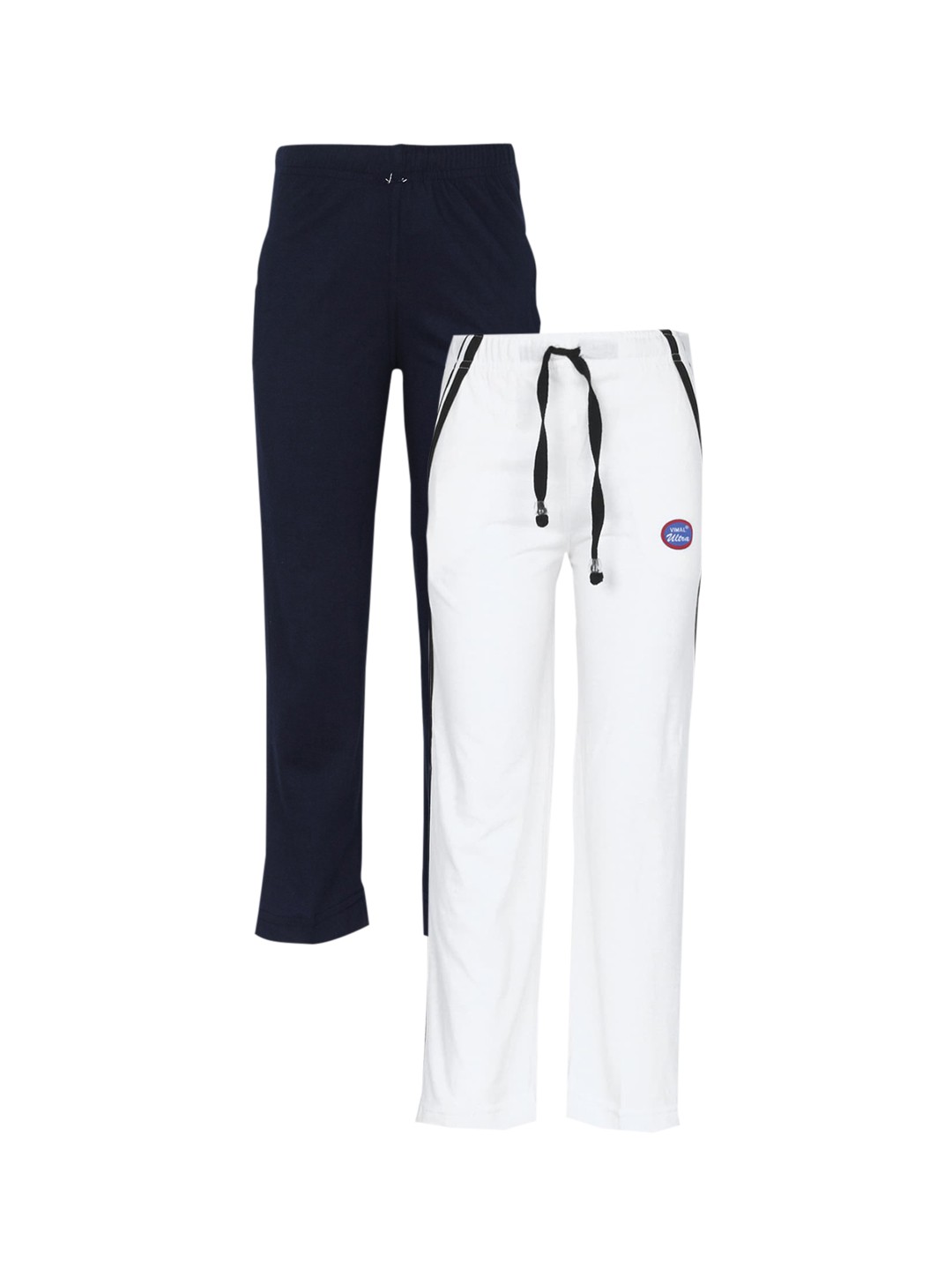 

VIMAL JONNEY Kids Pack Of 2 White & Navy Blue Solid Track Pants