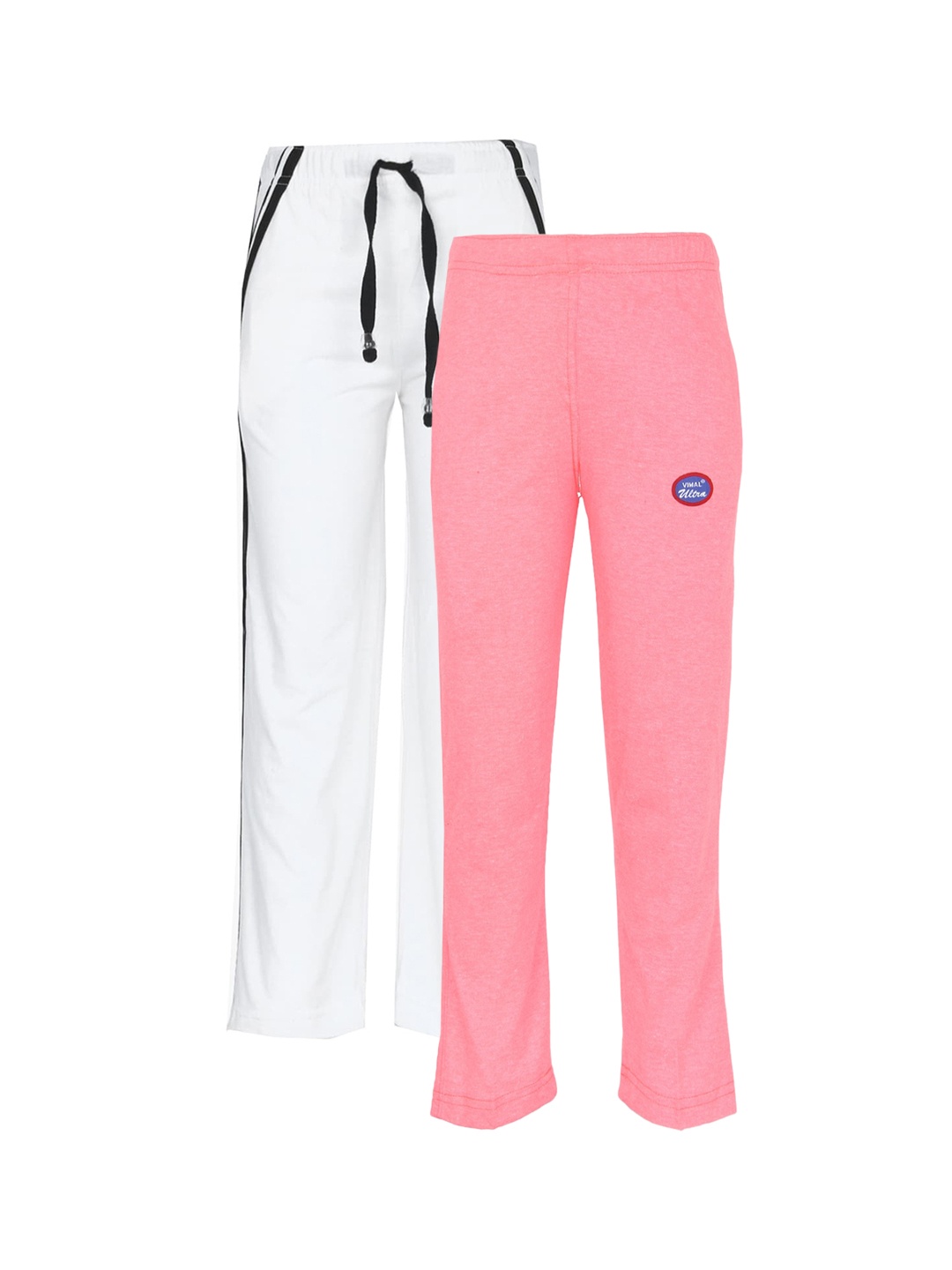 

VIMAL JONNEY Kids Pack Of 2 Navy White & Peach-Coloured Track Pants