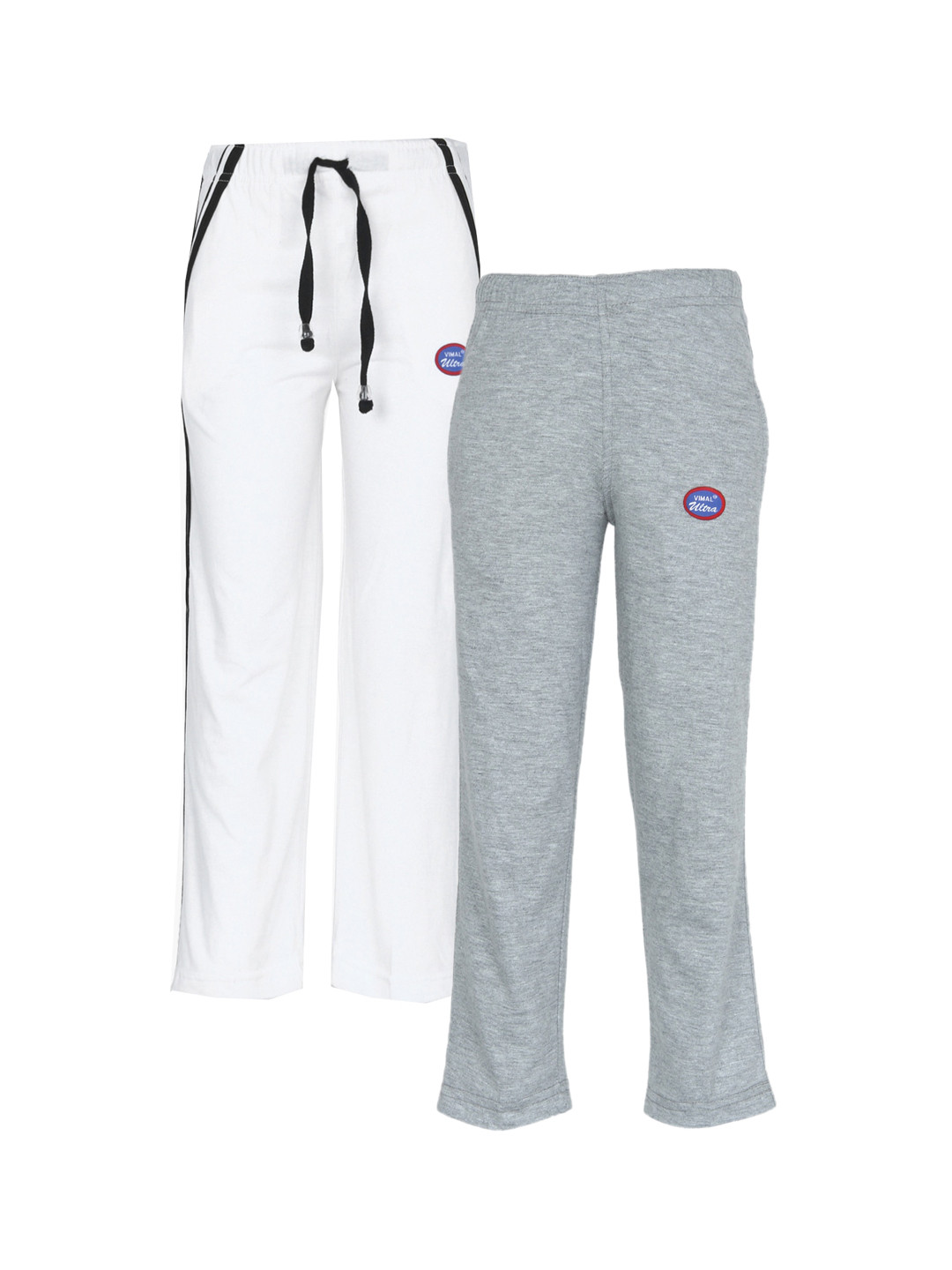 

VIMAL JONNEY Unisex Kids Pack of 2 White & Grey Track Pants