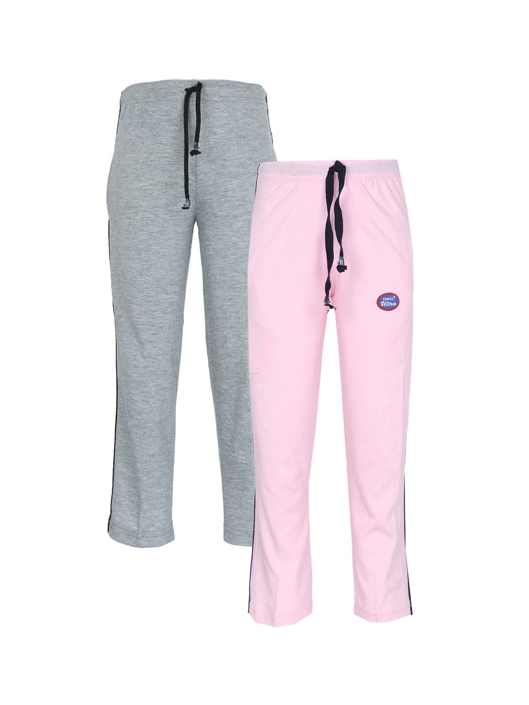 

VIMAL JONNEY Kids Pack of 2 Grey & Pink Cotton Track Pants