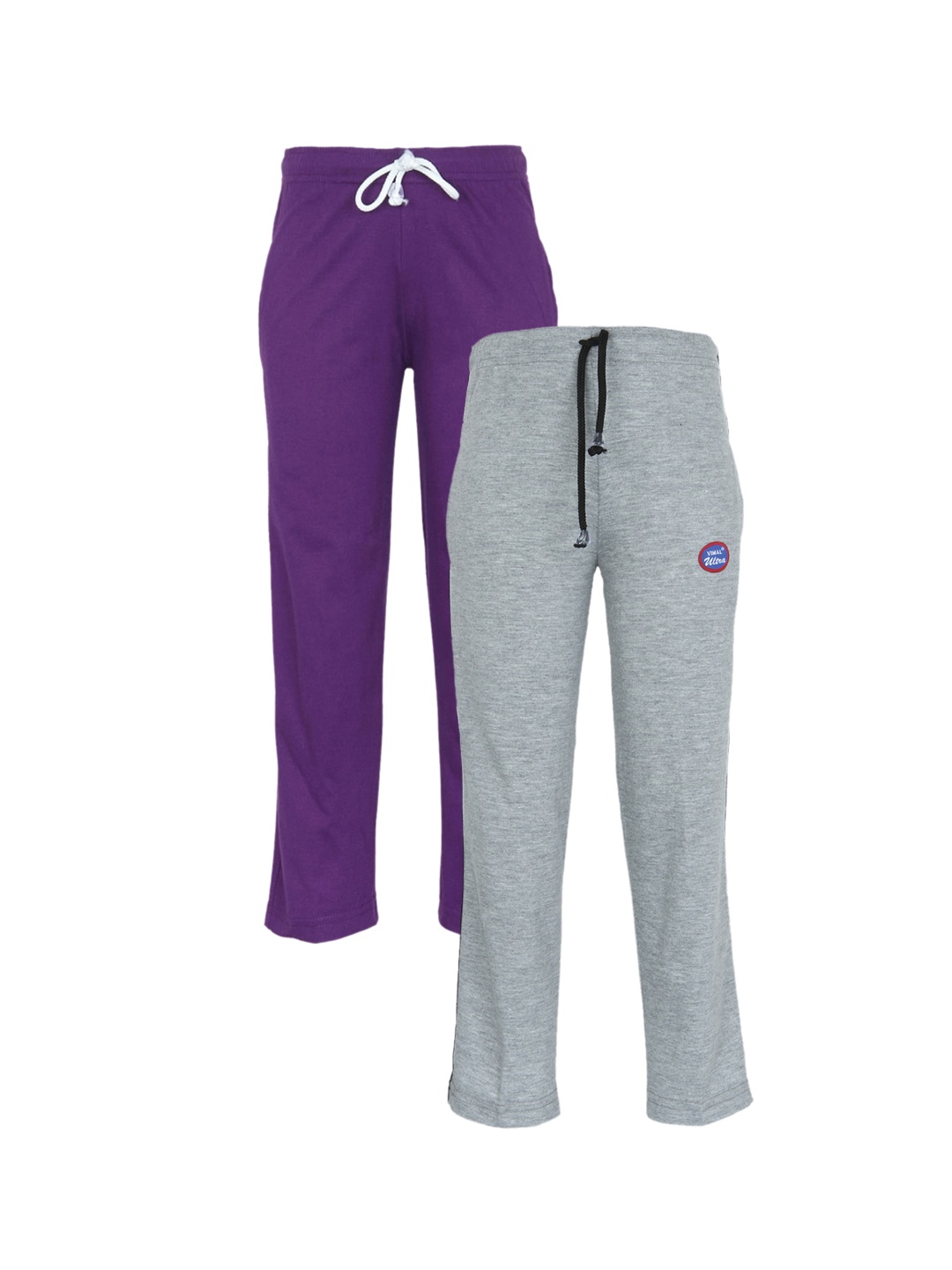 

VIMAL JONNEY Unisex Kids Pack of 2 Grey & Purple Track Pants