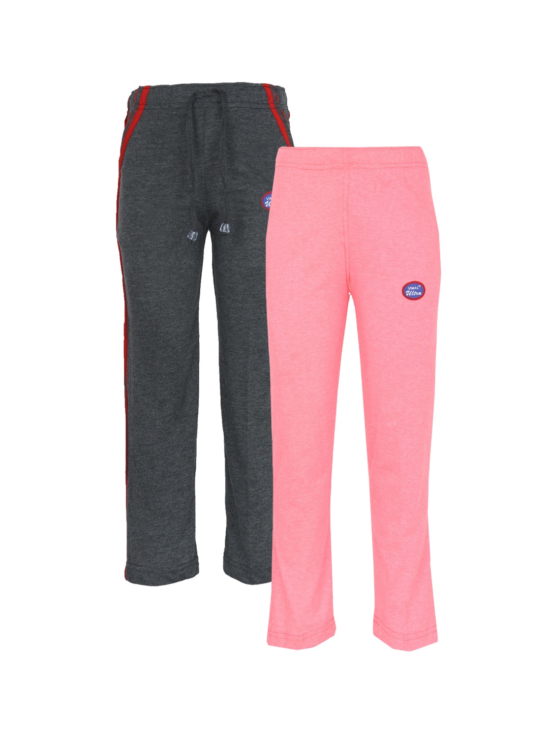 

VIMAL JONNEY Pack of 2 Solid Cotton Track Pants, Grey