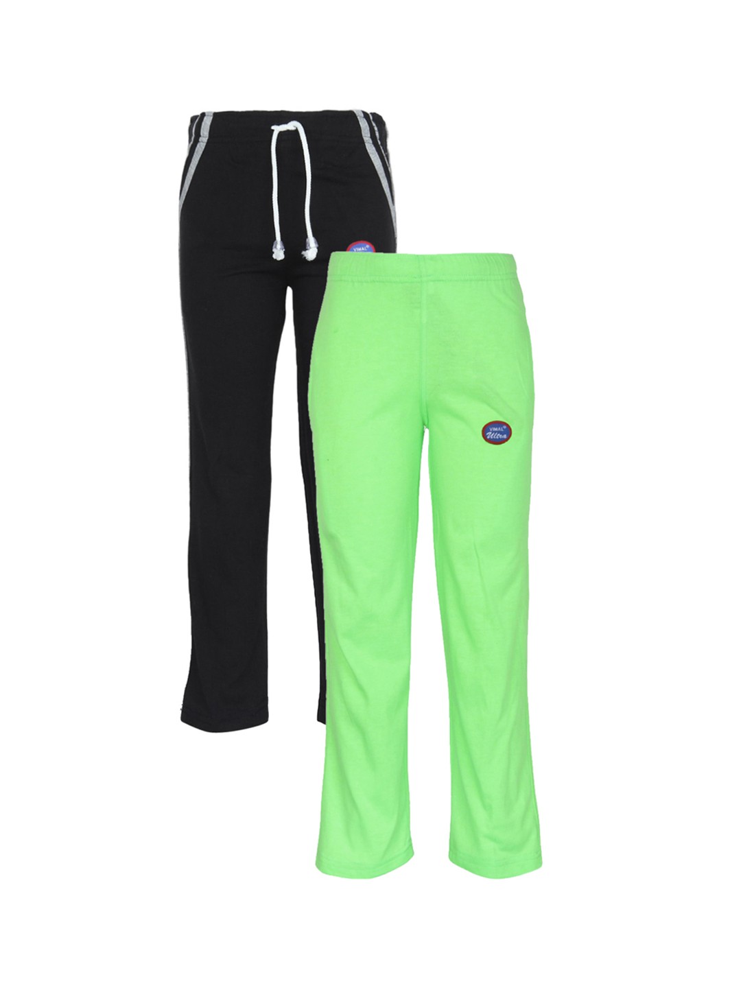 

VIMAL JONNEY Kids Pack Of 2 Green & Black Solid Trackpants
