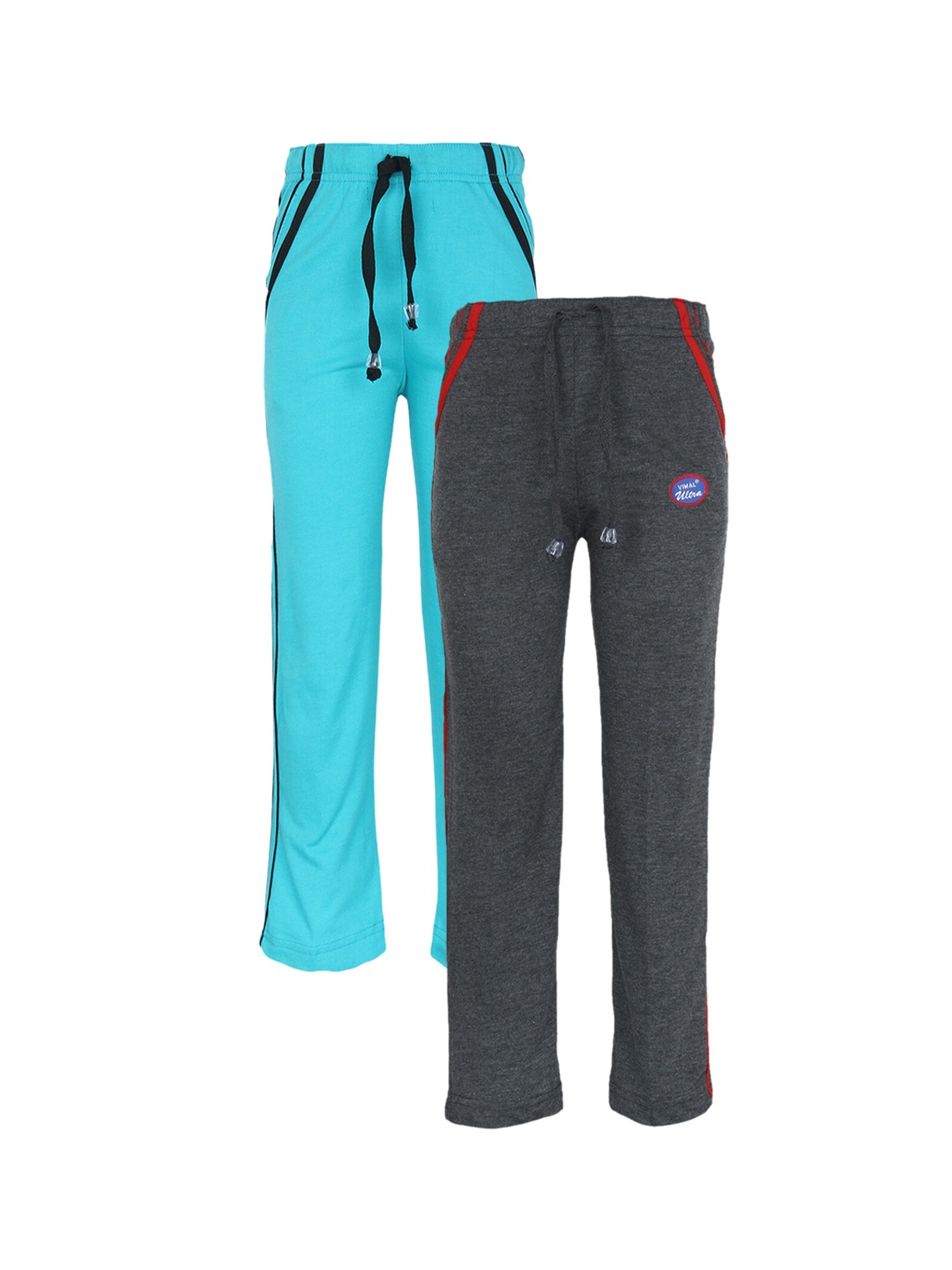 

VIMAL JONNEY Unisex Kids Pack of 2 Grey & Blue Track Pants