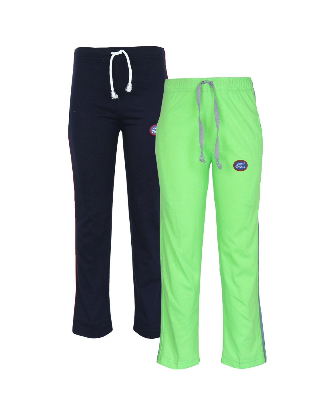 

VIMAL JONNEY Kids Pack Of 2 Green & Black Solid Track Pants
