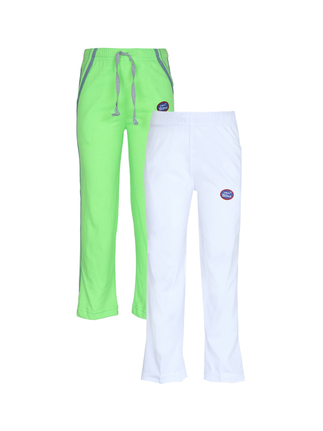

VIMAL JONNEY Kids Pack of 2 Green & White Track Pants