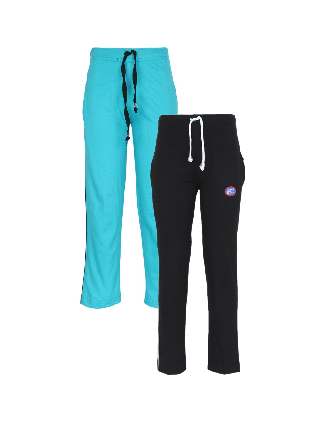 

VIMAL JONNEY Unisex Kids Pack of 2 Black & Blue Solid Track Pants