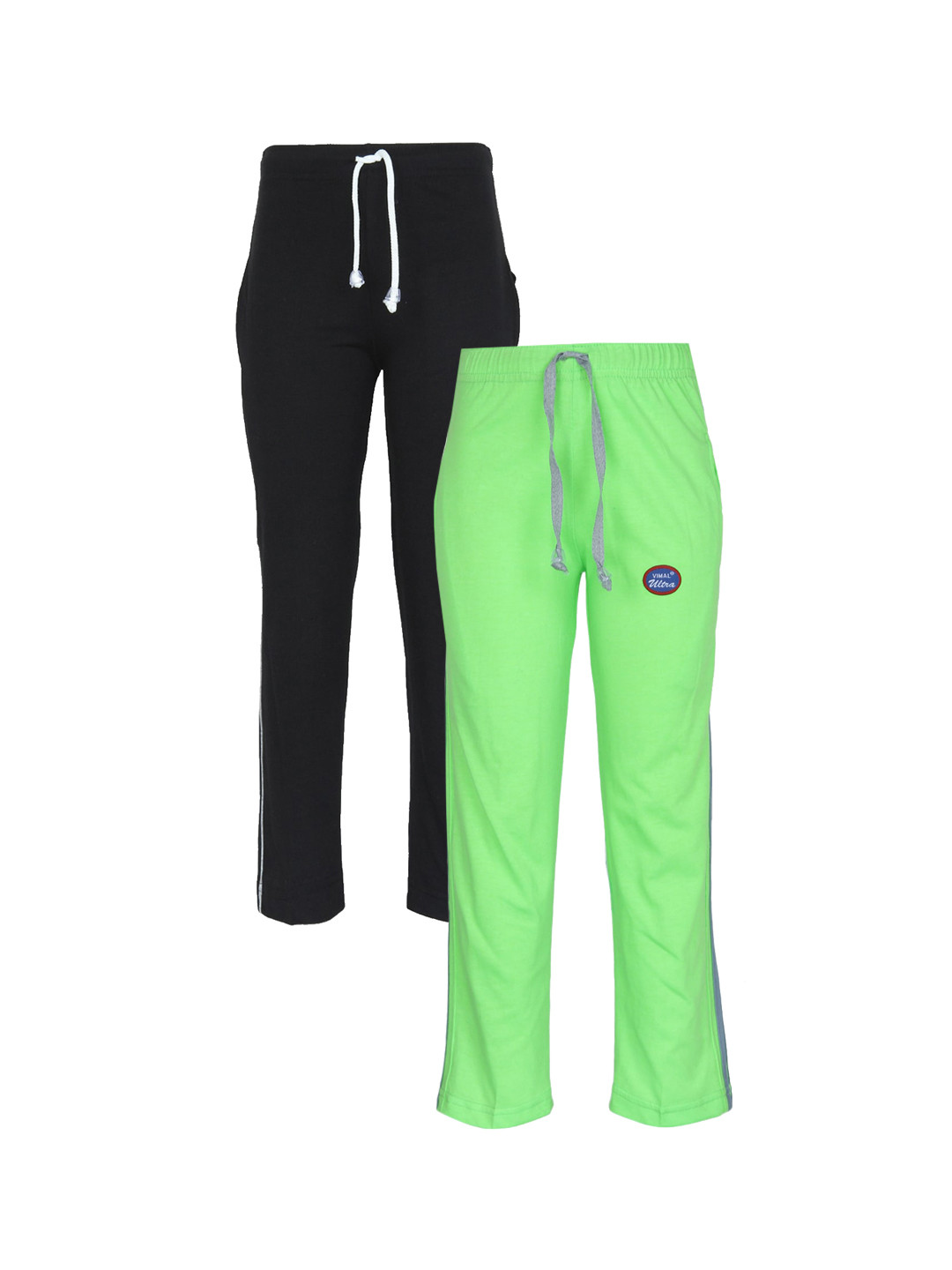 

VIMAL JONNEY Pack Of 2 Kids Black & Green Cotton Track Pants