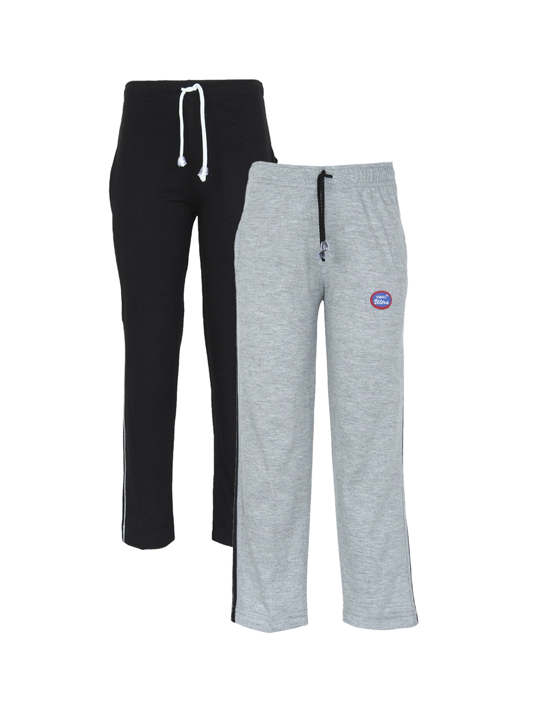 

MACK JONNEY Kids Black & Grey Pack of 2 Solid Cotton Track Pants