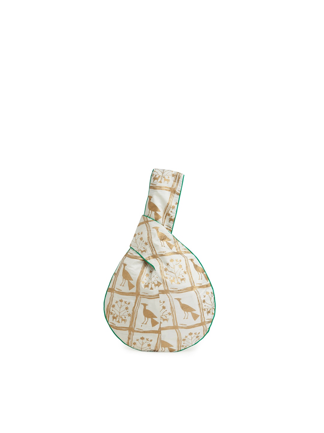 

Masaba White & Gold-Toned Embellished Potli Clutch