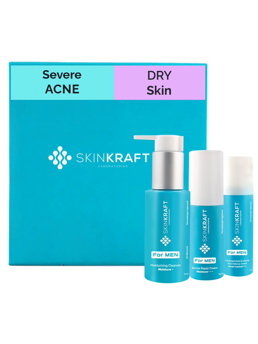 

SKINKRAFT Men Customized Skincare Kit For Dry Skin With Severe Acne, Transparent