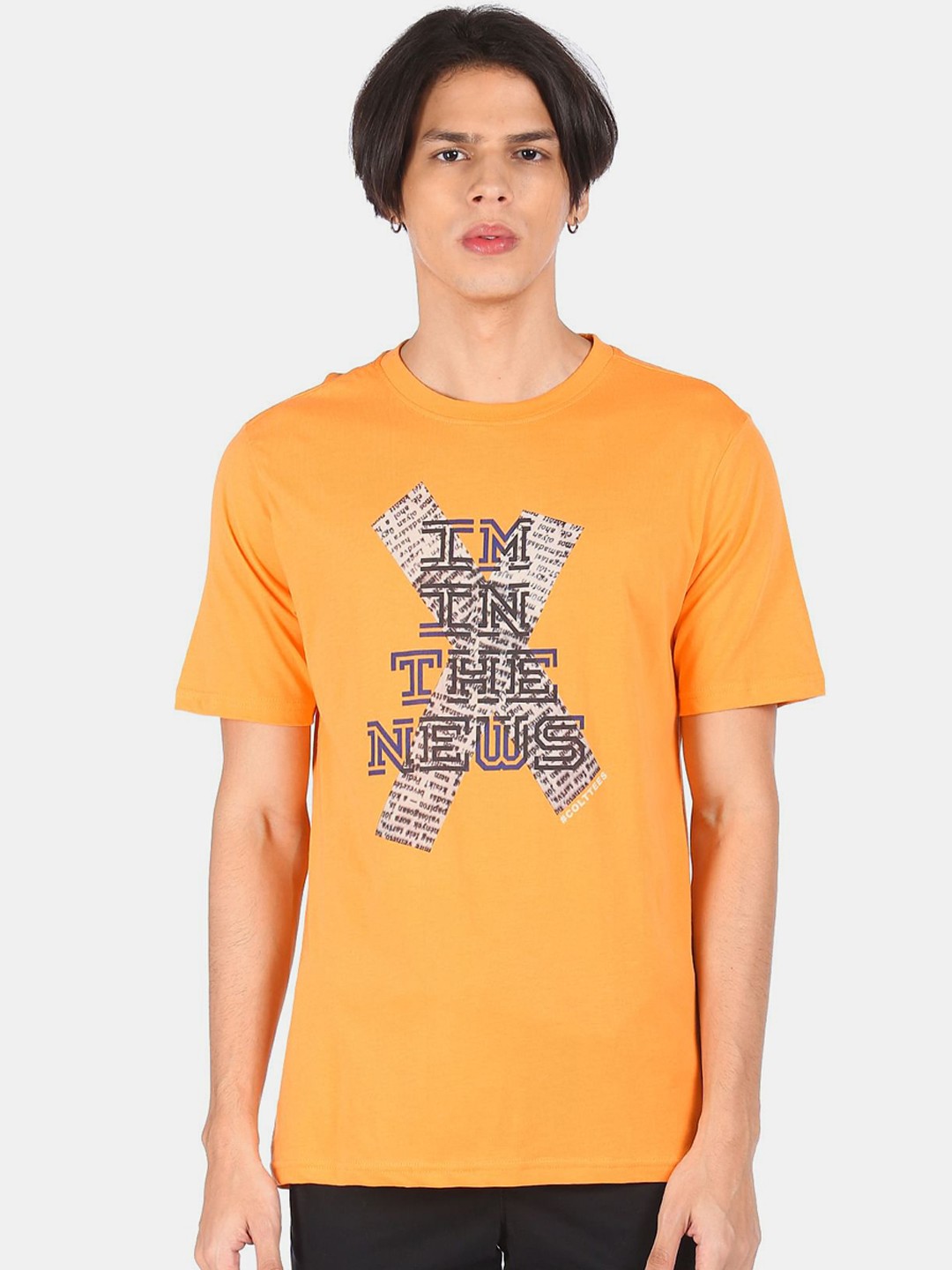

Colt Men Orange Printed Cotton T-shirt