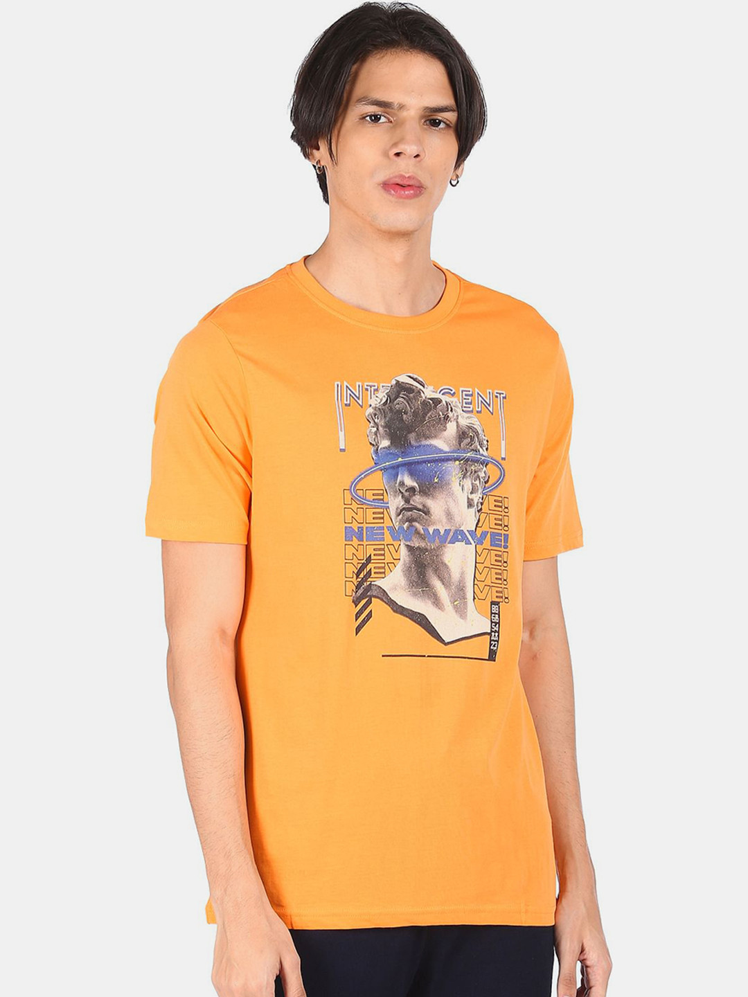 

Colt Men Orange Printed Cotton T-shirt