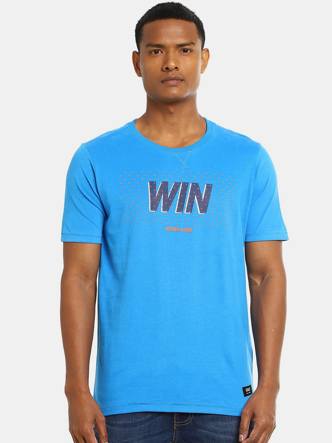 

Colt Men Blue & Grey Typography Printed T-shirt