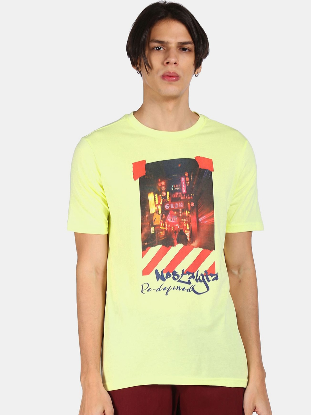 

Colt Men Yellow & Orange Printed Cotton T-shirt