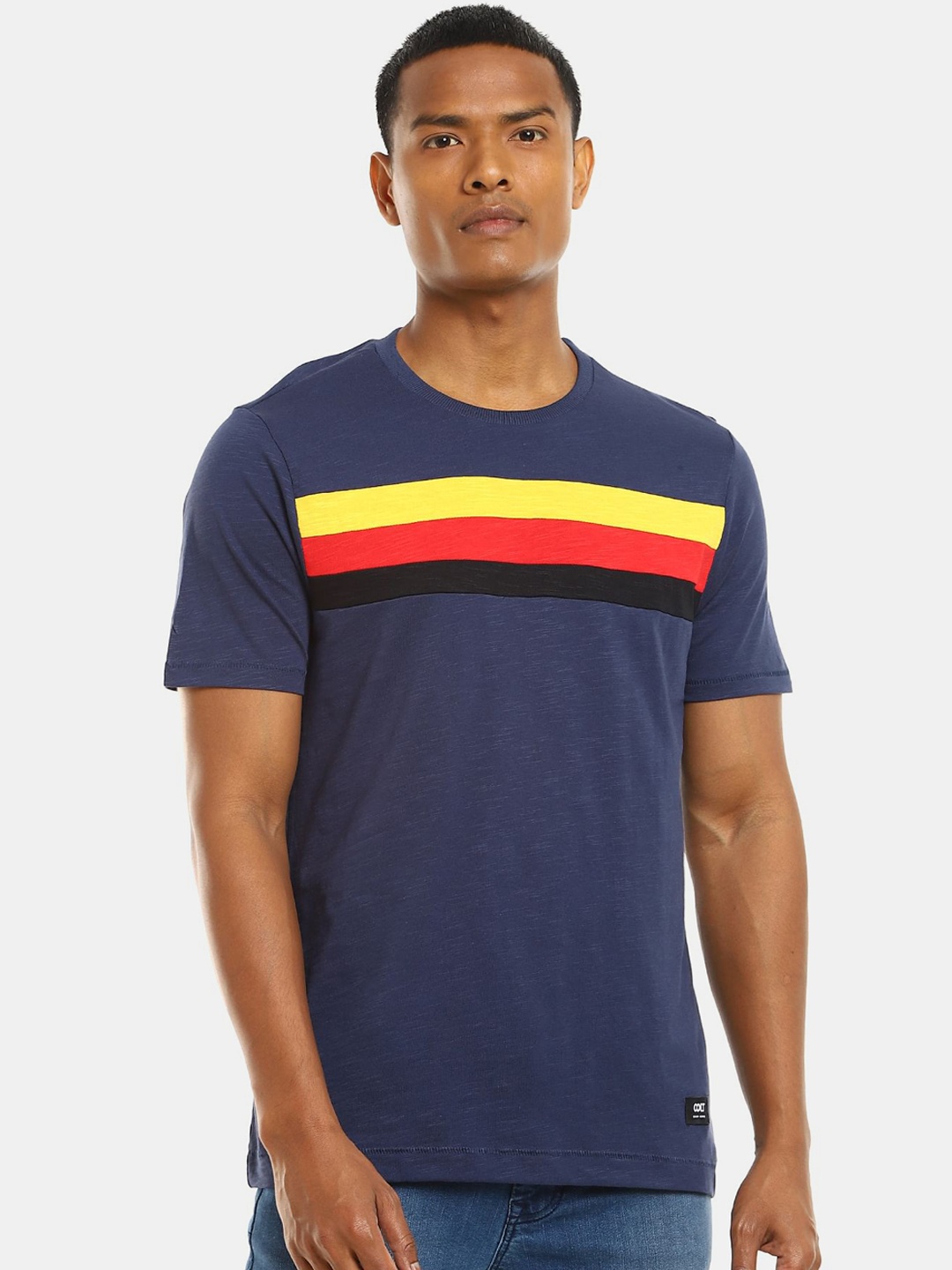 

Colt Men Blue & Yellow Colourblocked T-shirt