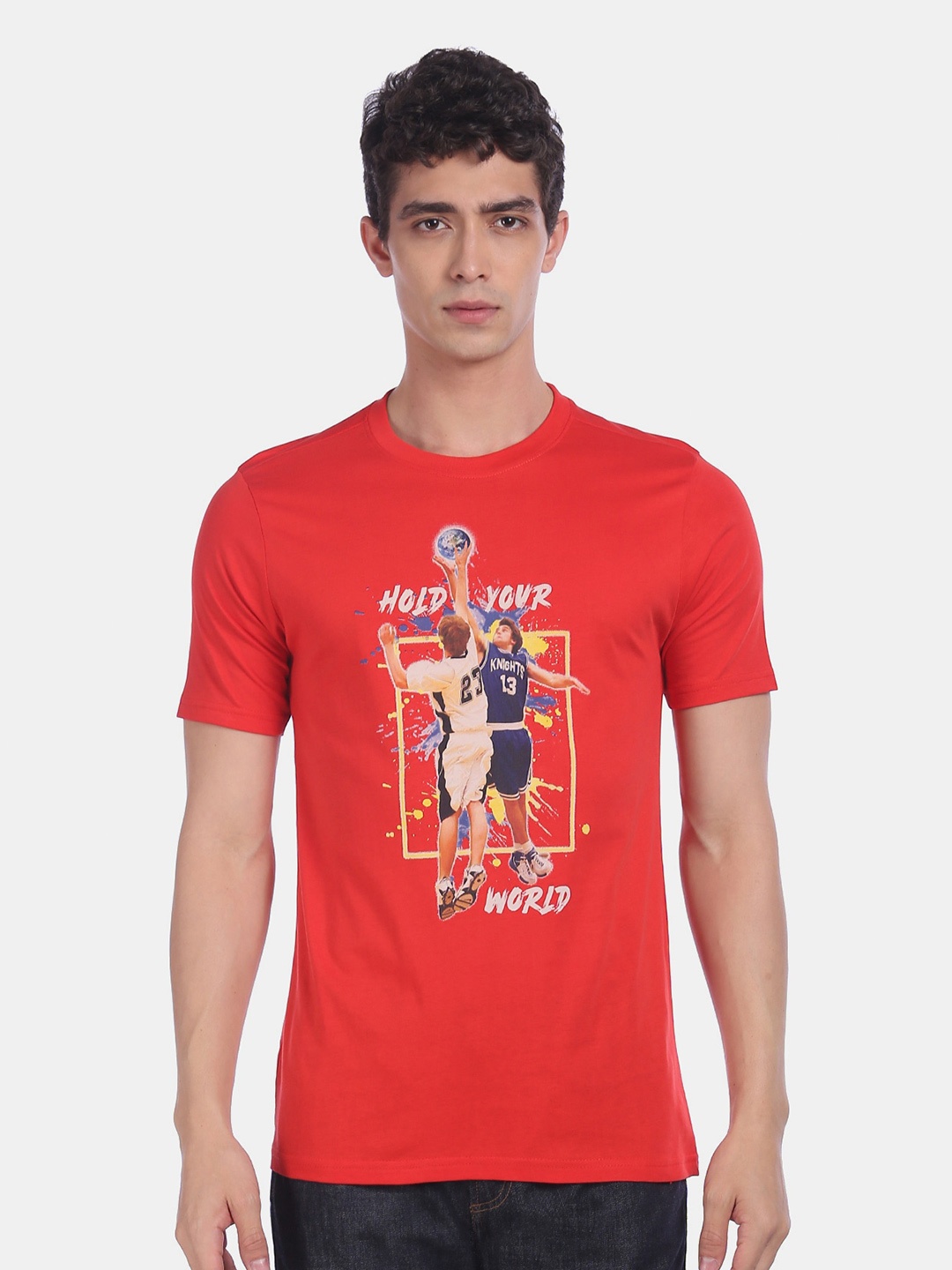 

Colt Men Red & Blue Sports Printed T-shirt