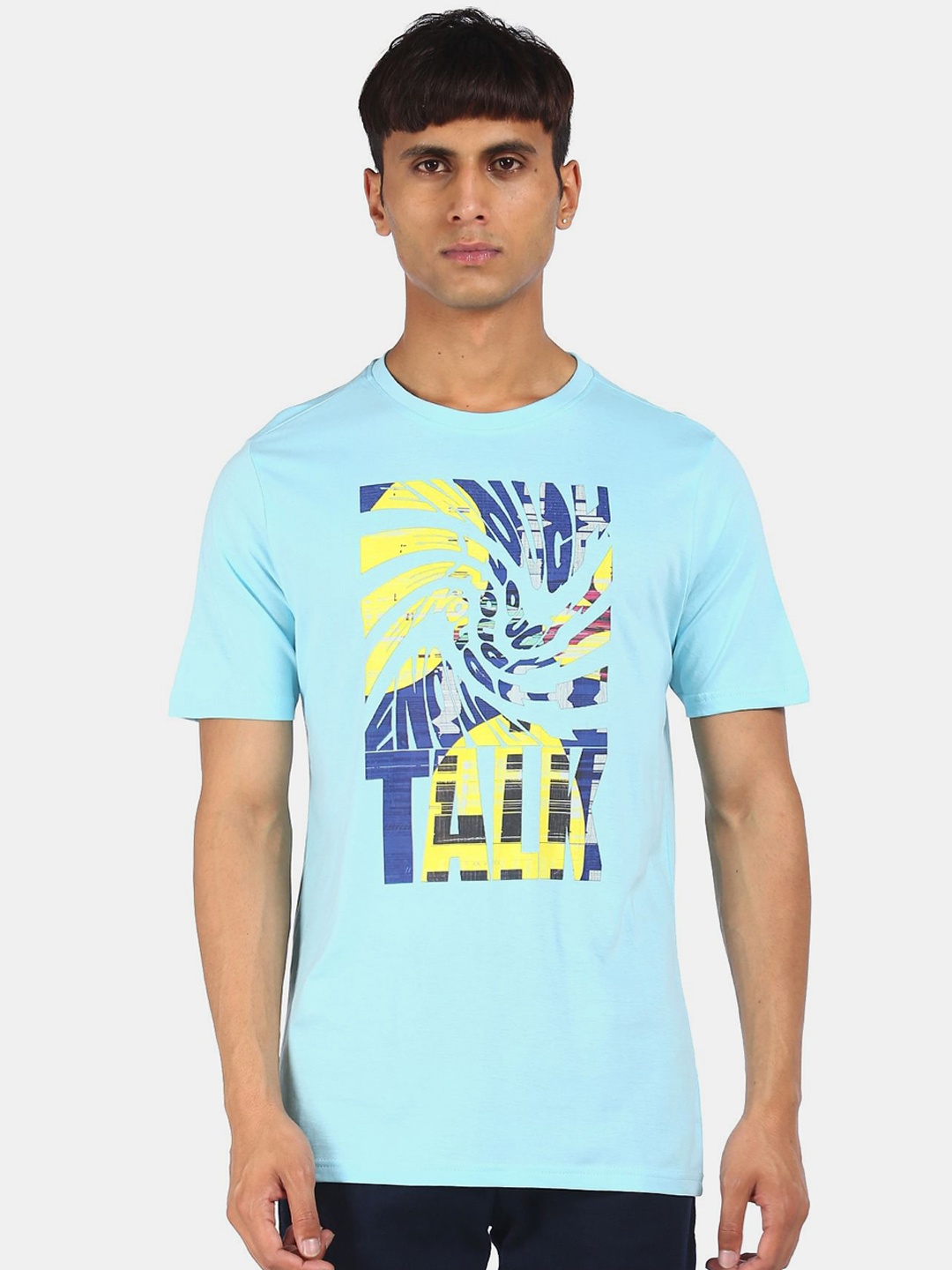 

Colt Men Blue & Yellow Printed Cotton T-shirt