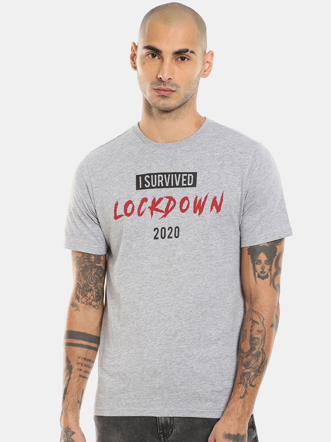 

Colt Men Grey & Red Printed Cotton T-shirt
