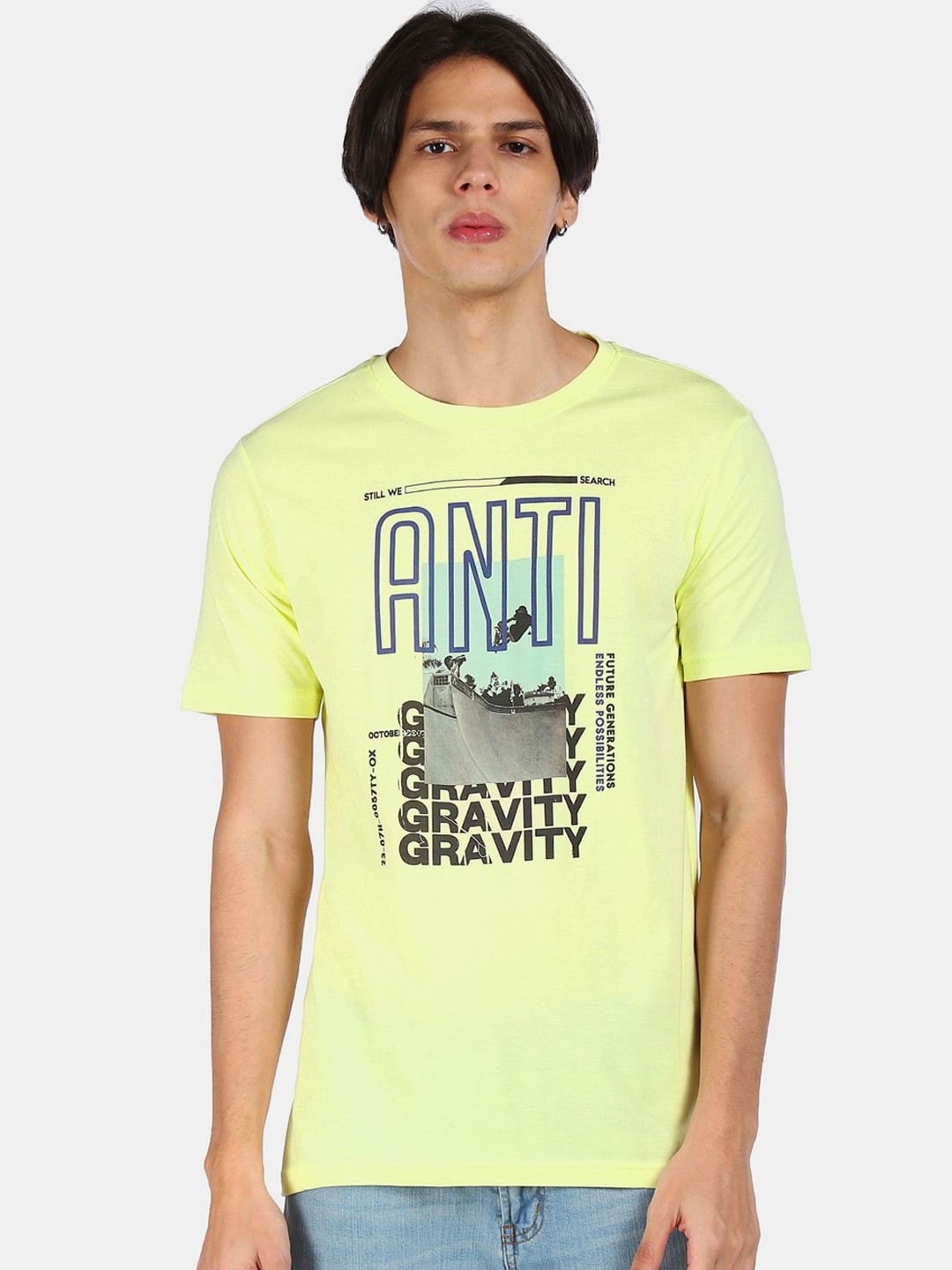 

Colt Men Yellow & Black Printed Cotton T-shirt