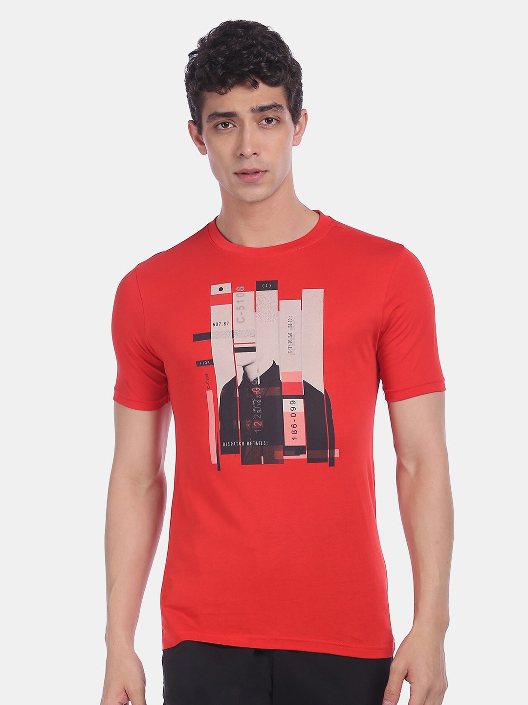 

Colt Men Red Black Typography Printed Pure Cotton T-shirt