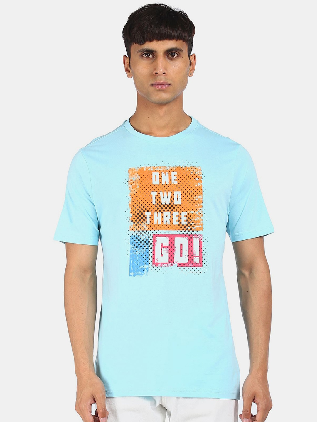 

Colt Men Blue & Yellow Printed Cotton T-shirt