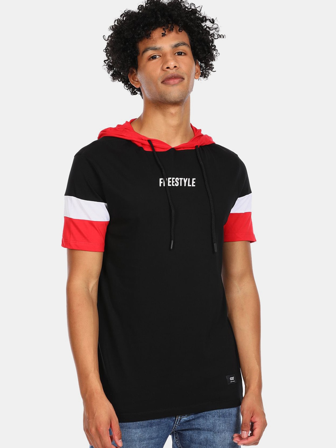 

Colt Men Black & Red Colourblocked T-shirt