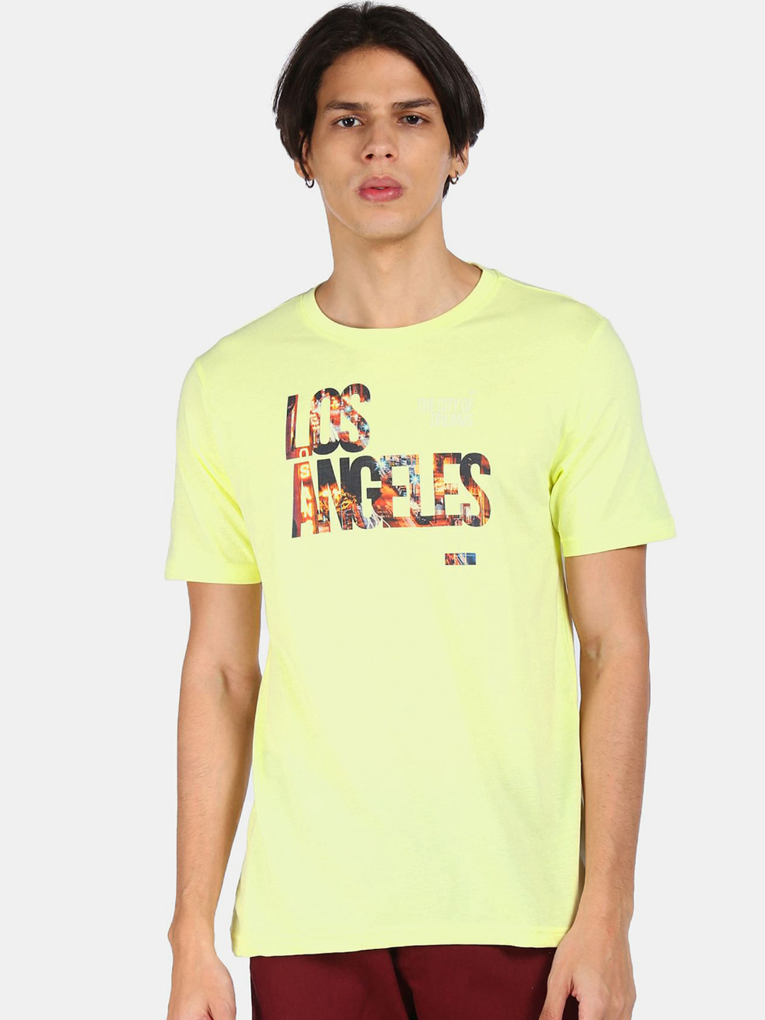 

Colt Men Yellow Printed Cotton T-shirt