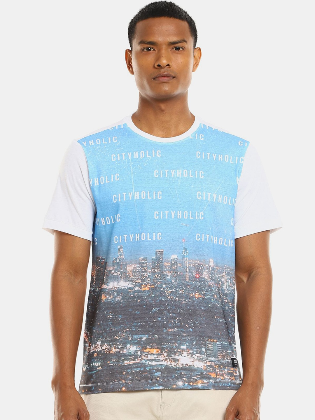 

Colt Men White & Blue Typography Printed T-shirt