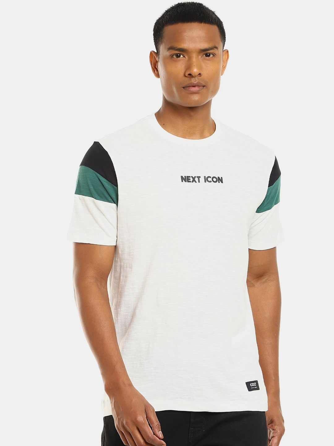 

Colt Men Off White & Green Typography Printed T-shirt