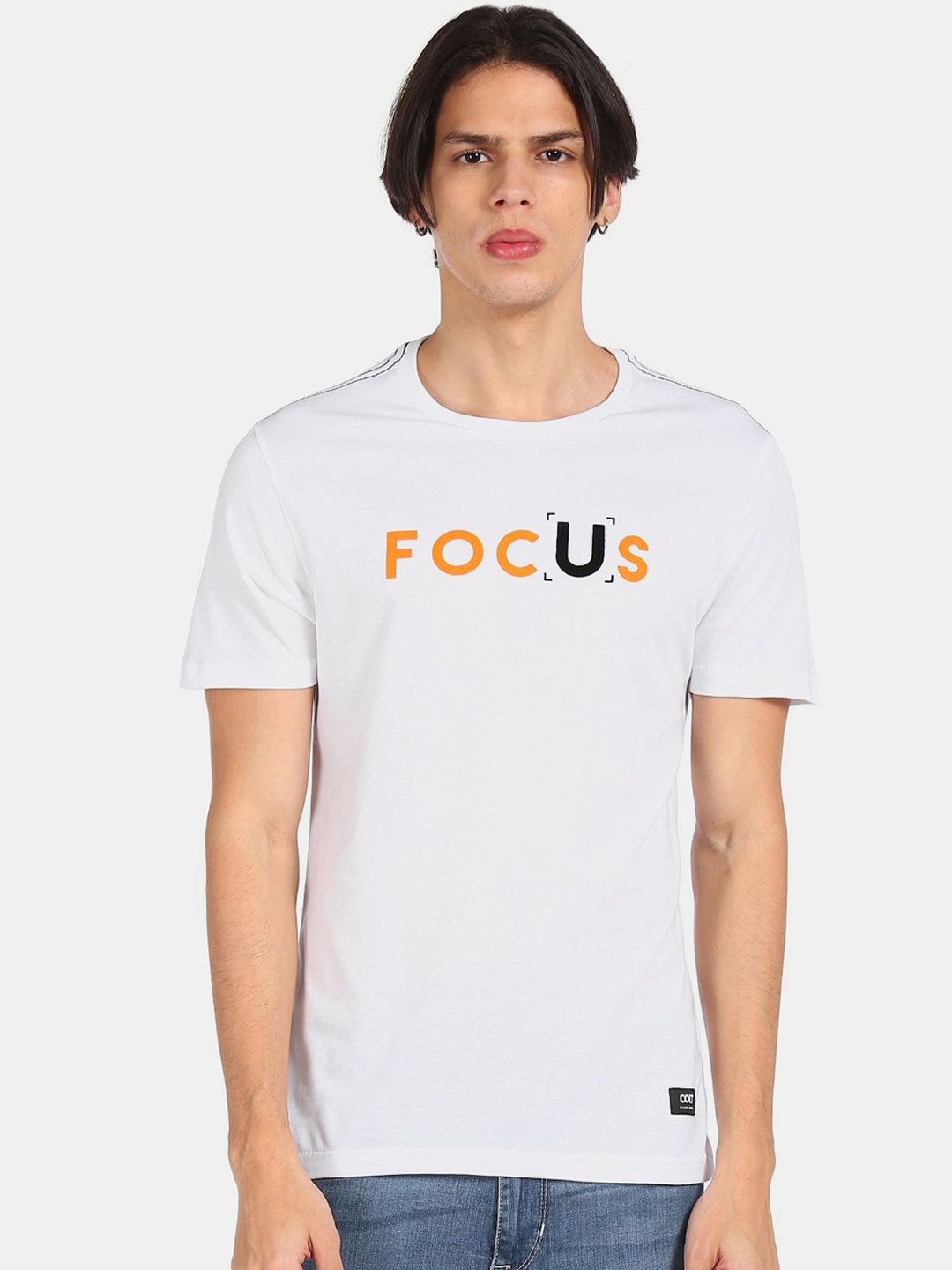 

Colt Men White & Orange Printed Cotton T-shirt