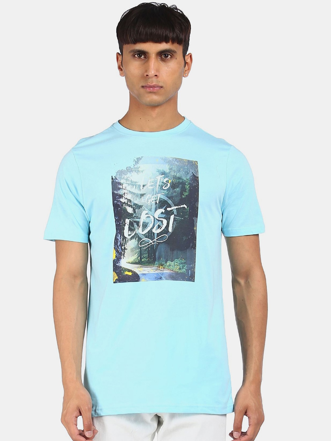 

Colt Men Blue Printed Cotton T-shirt