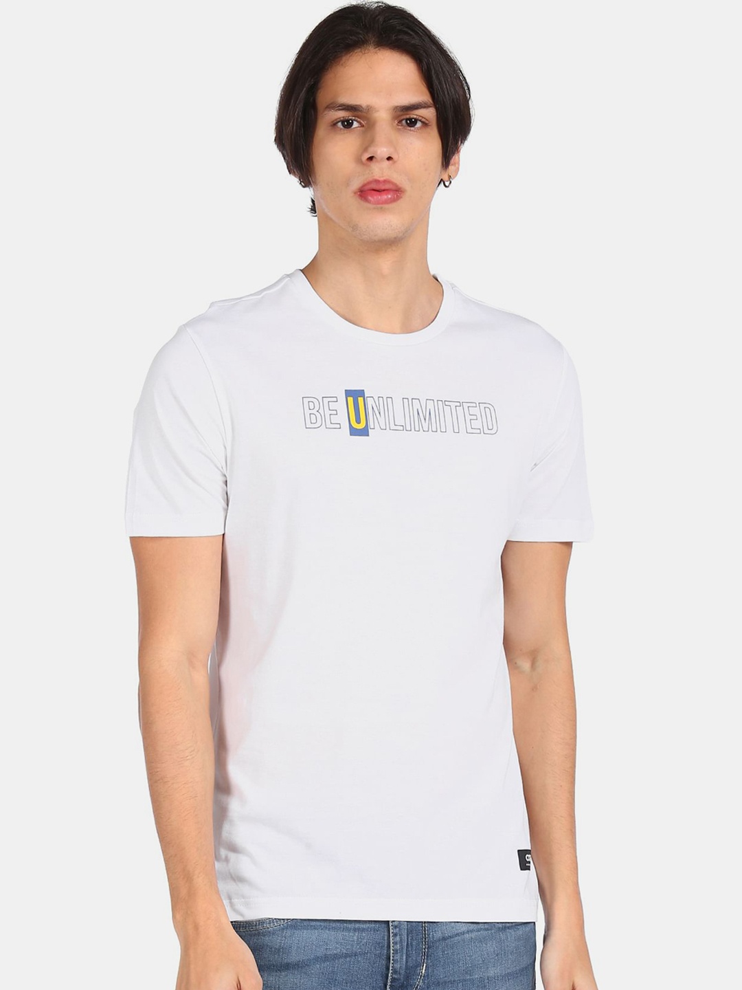 

Colt Men White & Black Printed Cotton T-shirt