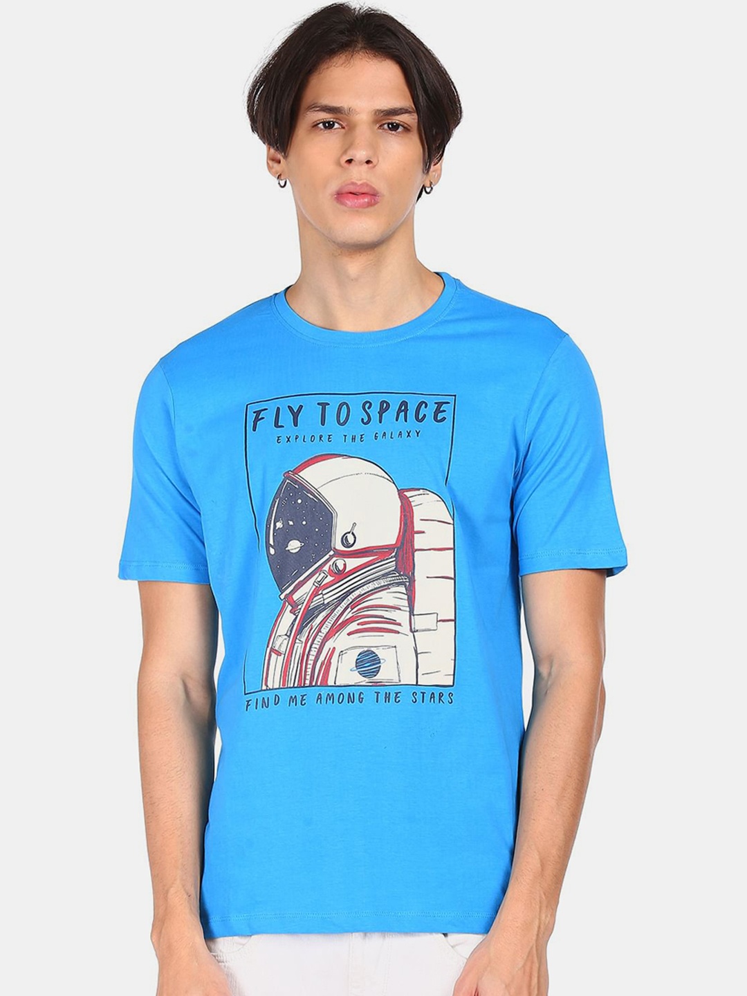 

Colt Men Blue Printed Cotton T-shirt