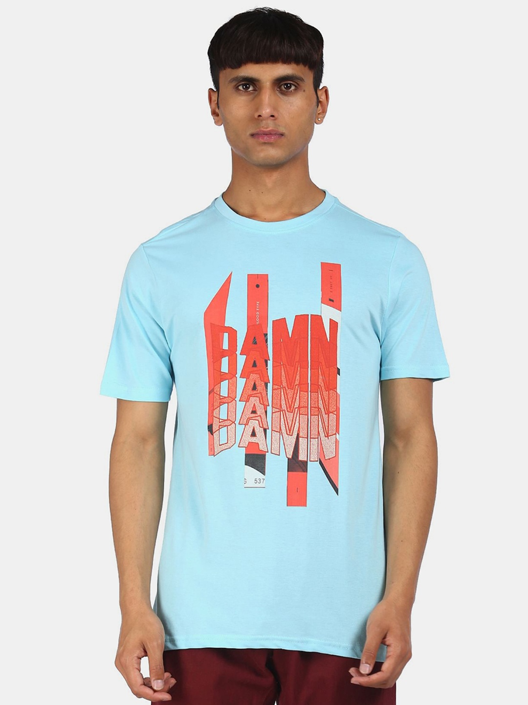 

Colt Men Blue & Orange Printed Cotton T-shirt