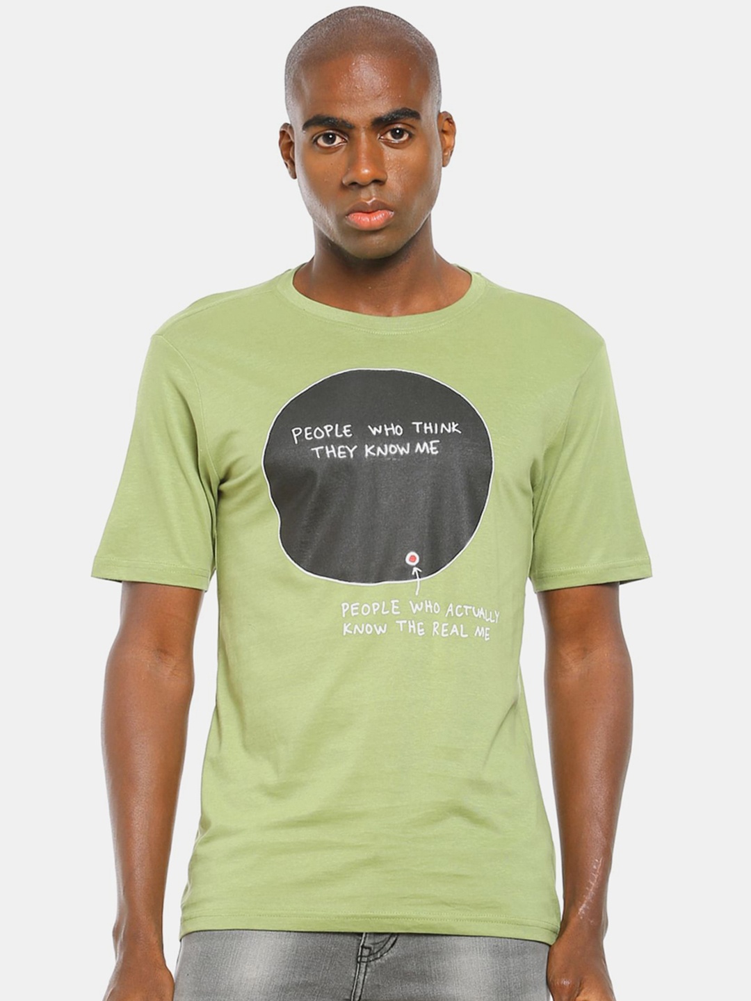 

Colt Men Green & Grey Printed Cotton T-shirt