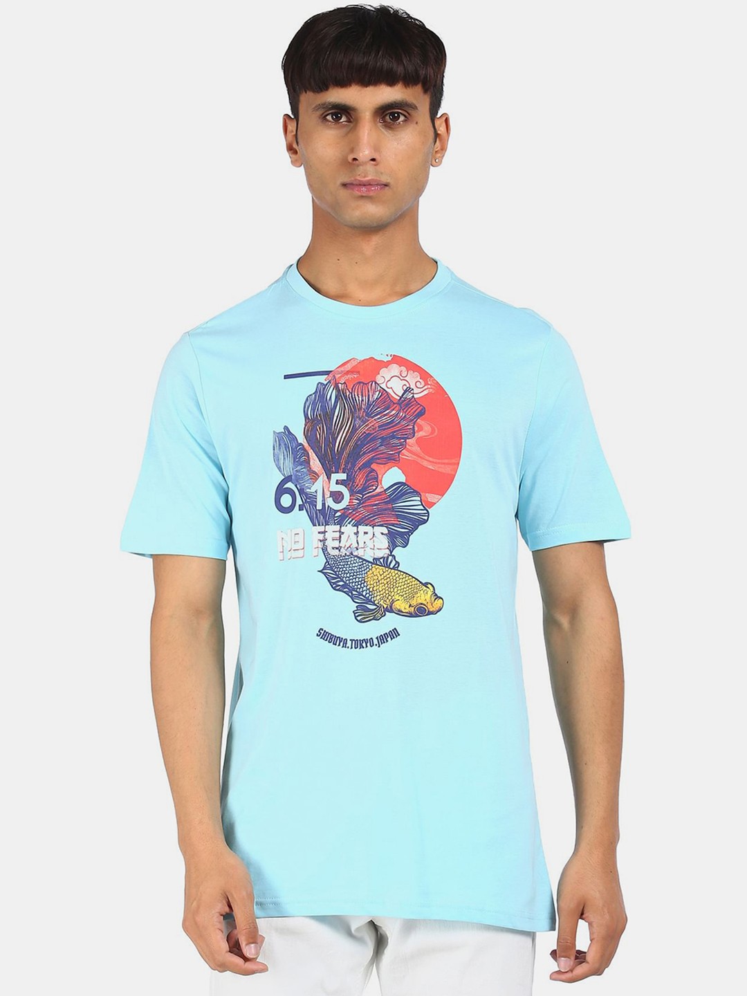 

Colt Men Blue Printed Cotton T-shirt