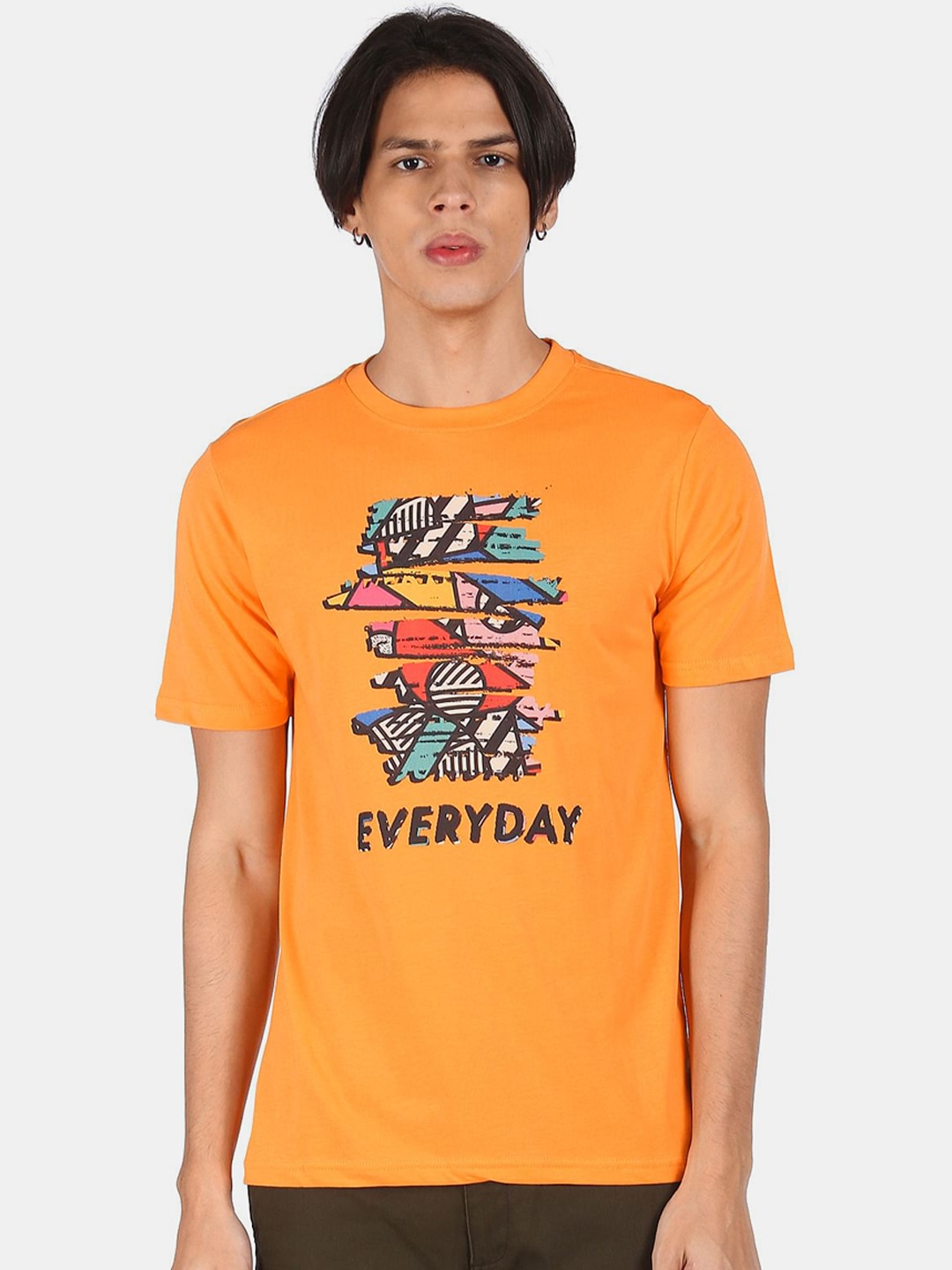

Colt Men Orange & Blue Printed Cotton T-shirt