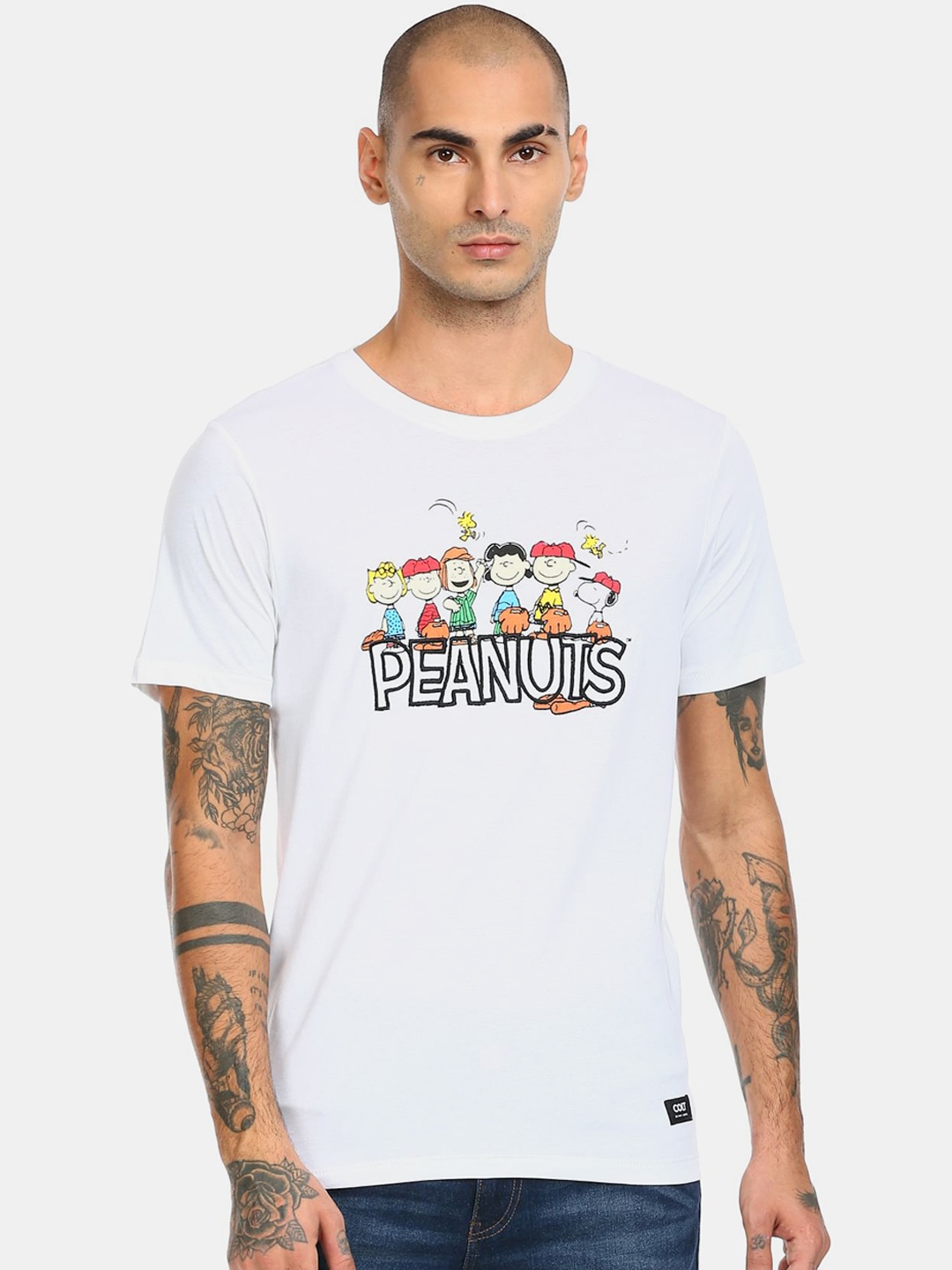 

Colt Men White & Black Peanuts Printed T-shirt