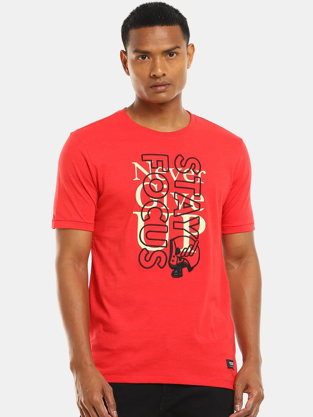 

Colt Men Red & Black Typography Printed Cotton T-shirt