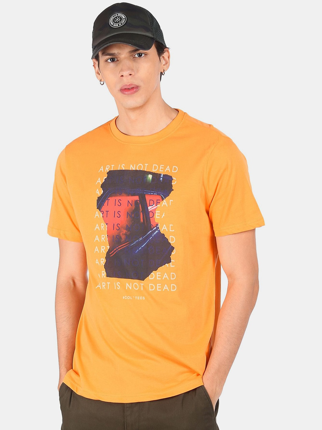

Colt Men Orange Printed Cotton T-shirt