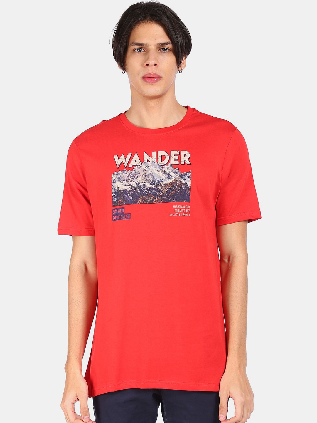 

Colt Men Red Printed Cotton T-shirt
