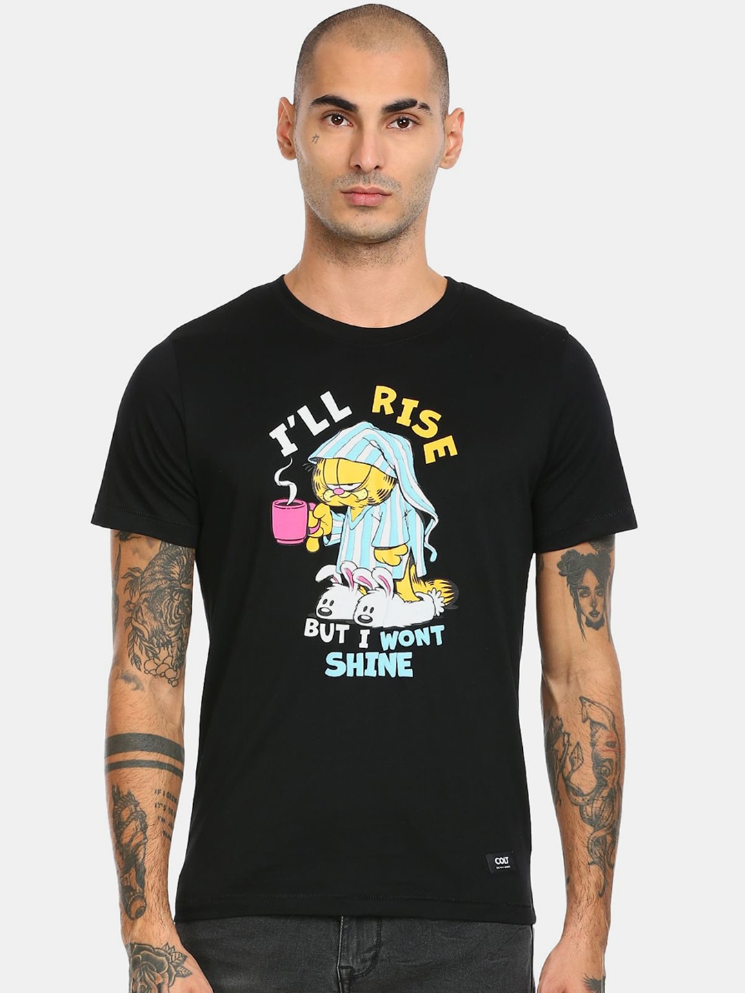 

Colt Men Black & Blue Garfield Printed Cotton T-shirt