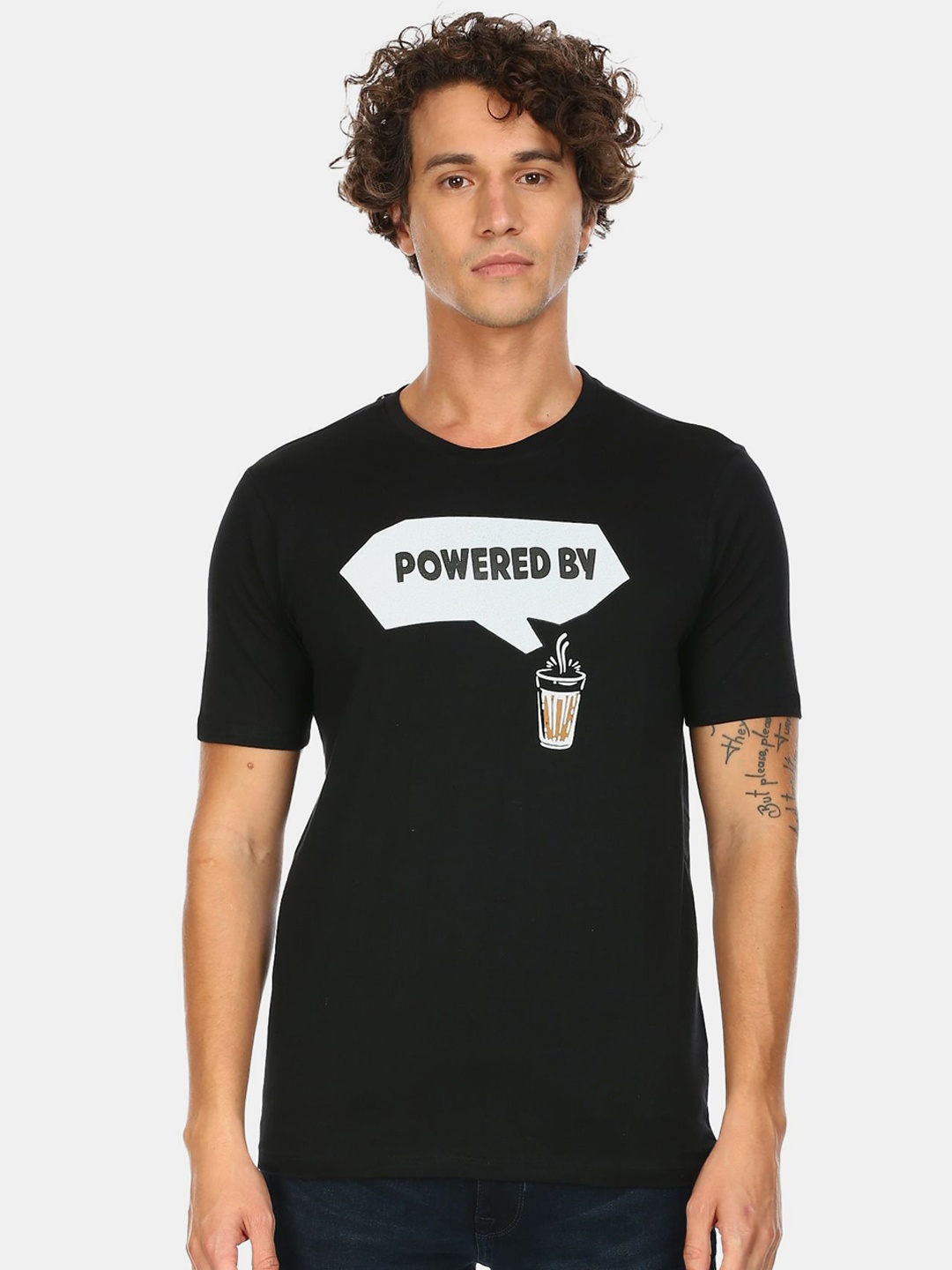 

Colt Men Black & White Printed Cotton T-shirt