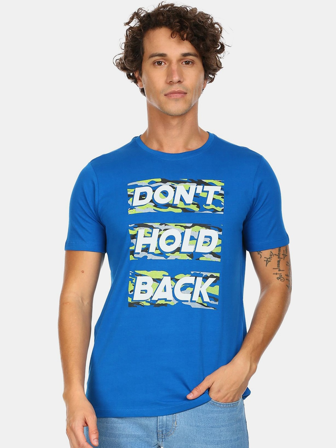 

Colt Men Blue Printed Cotton T-shirt