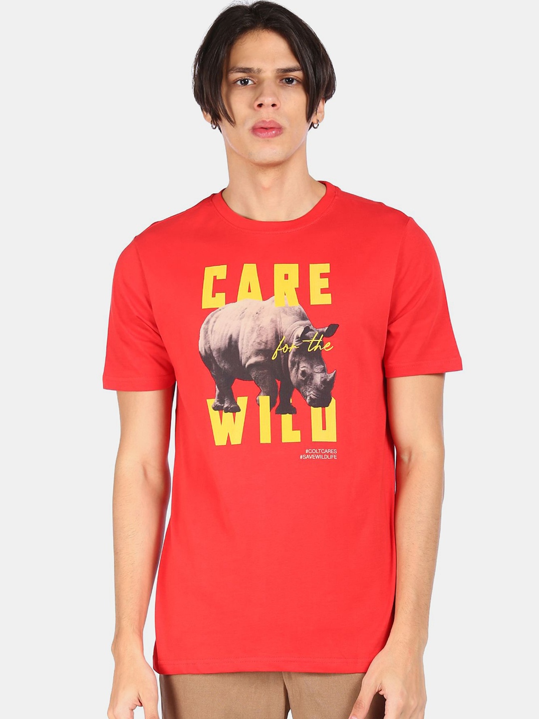 

Colt Men Red Printed Cotton T-shirt