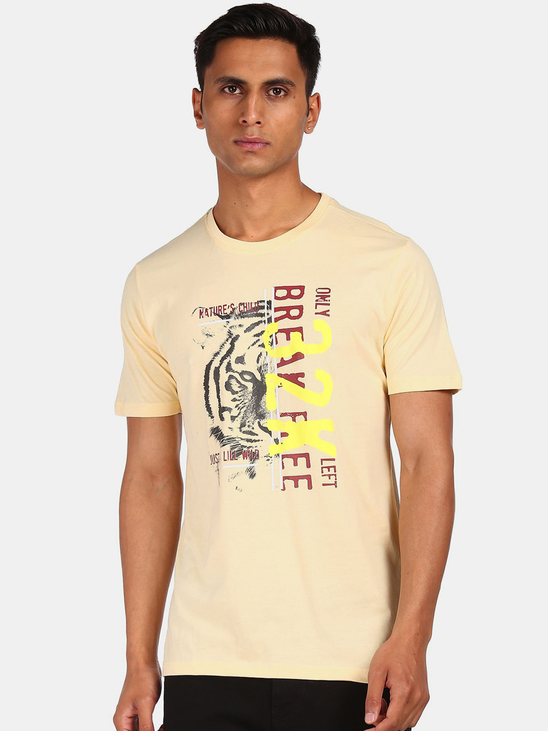 

Colt Men Yellow Printed Cotton T-shirt