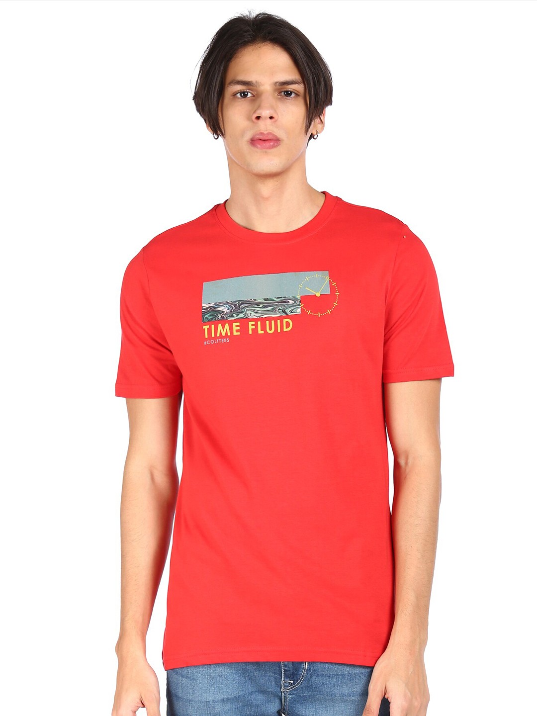

Colt Men Red Typography Printed Applique T-shirt