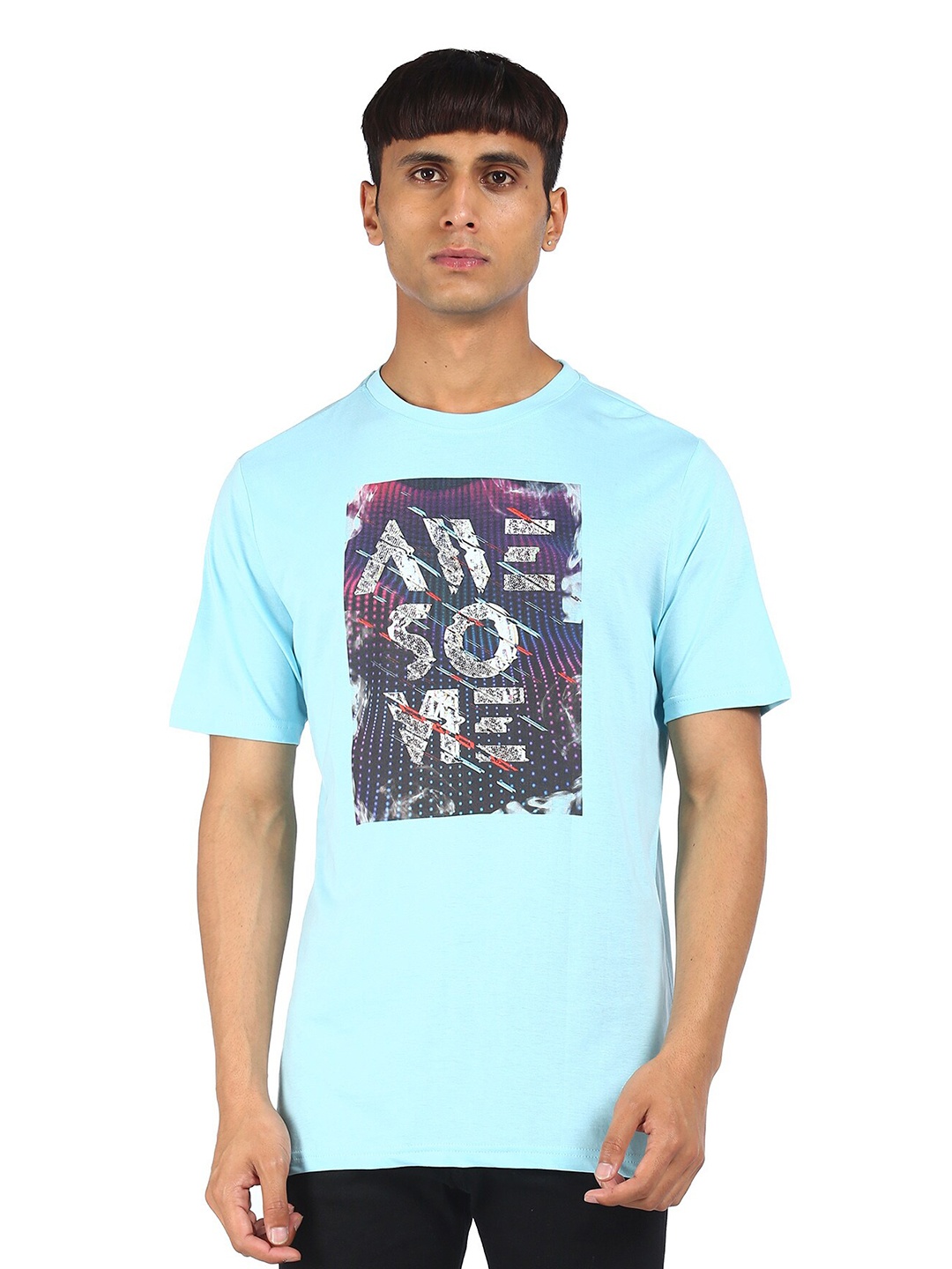 

Colt Men Blue Printed Extended Sleeves T-shirt
