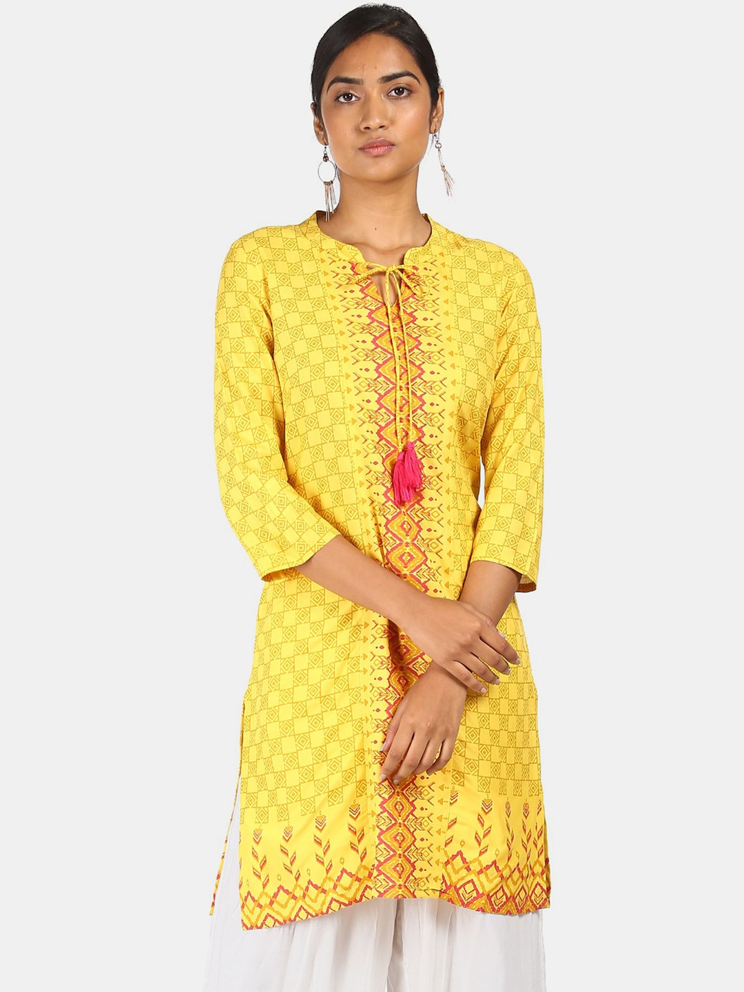

Karigari Women Yellow Ethnic Motifs Kurta